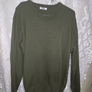 Coofandy Men's V-Neck Sweater - Olive Green